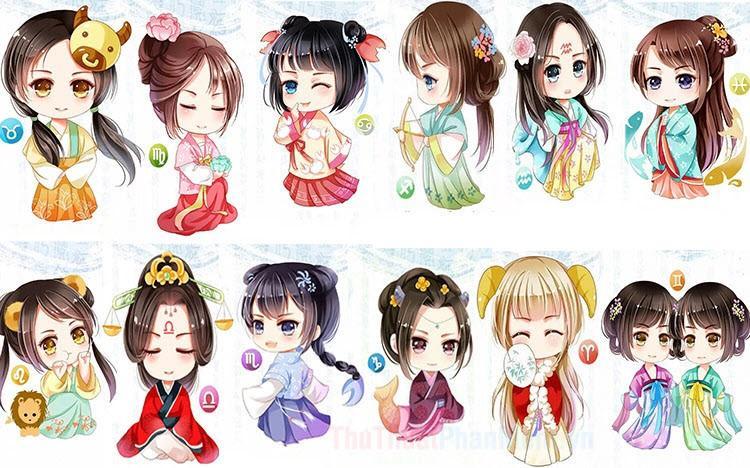 Hình ảnh 12 cung hoàng đạo chibi cổ trang tuyệt đẹp