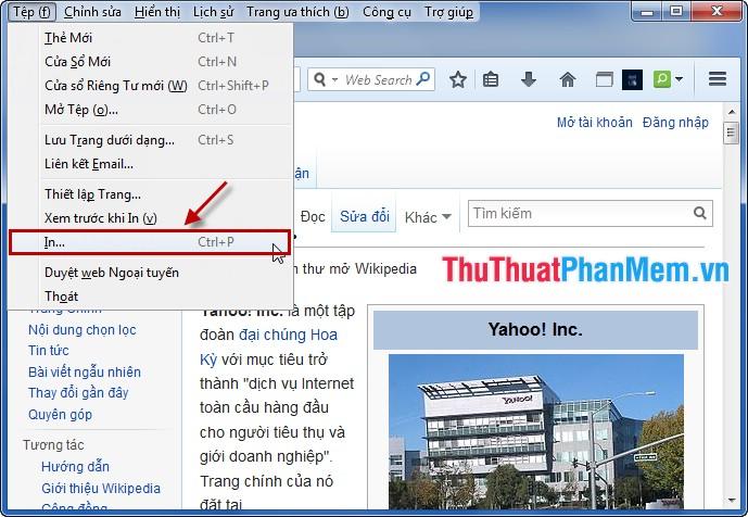 Cách in nội dung trang web qua trình duyệt