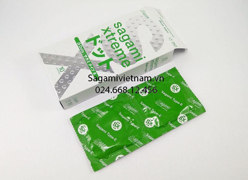 Bao cao su Sagami Xtreme Dots Type – Hộp 10 chiếc, có gân, gai tăng kích thích