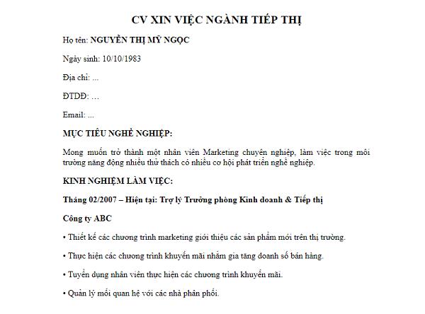 Top 10 mẫu CV xin việc file word hoàn thiện chuẩn nhất 2024 - Ảnh 1