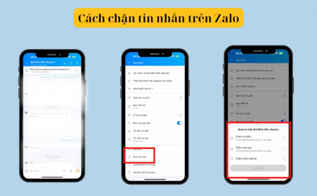 cách chặn tin nhắn Zalo