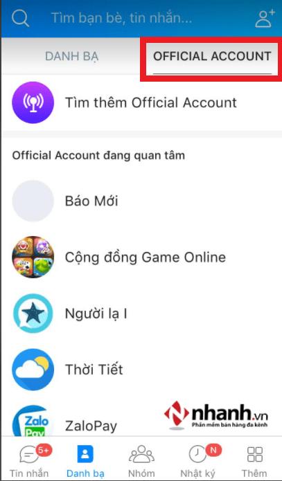 Tìm OA hiển thị quảng cáo