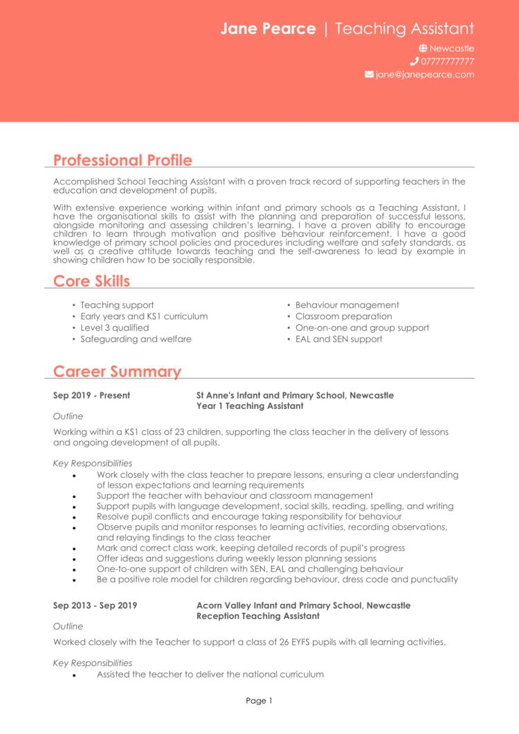 Teaching Assistant CV-1