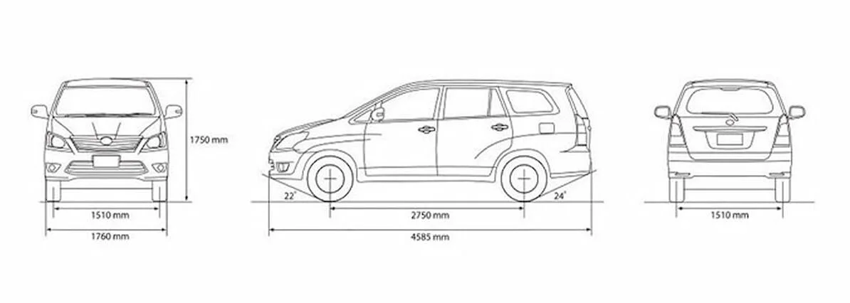 Kích thước xe ô tô được biểu thị bằng chiều dài x rộng x cao. (Ảnh: Sưu tầm Internet)