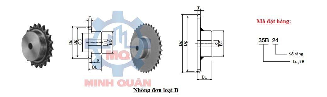 Nhông xích 60 chuẩn ANSI