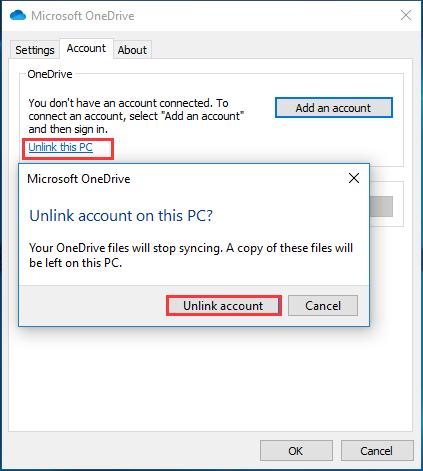 Cách hủy liên kết OneDrive trên Windows