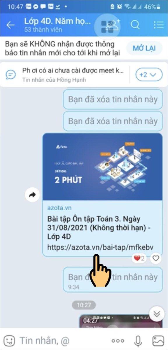 HƯỚNG DẪN HỌC SINH NỘP BÀI QUA ỨNG DỤNG TRỰC TUYẾN AZOTA