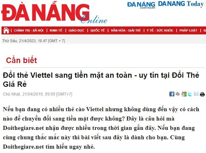 Báo Đà Nẵng đưa tin về website Doithegiare.net