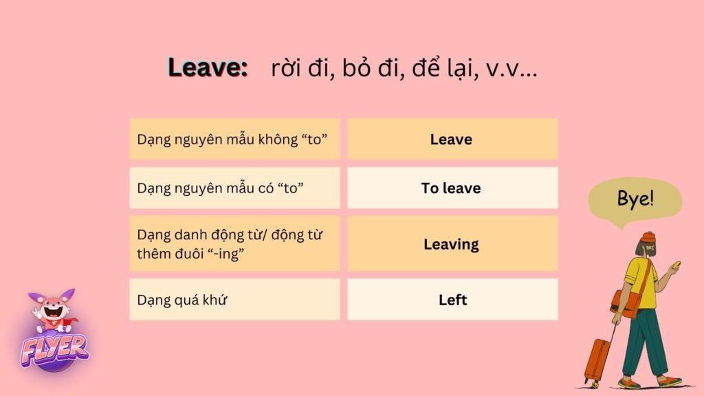 cách chia động từ leave