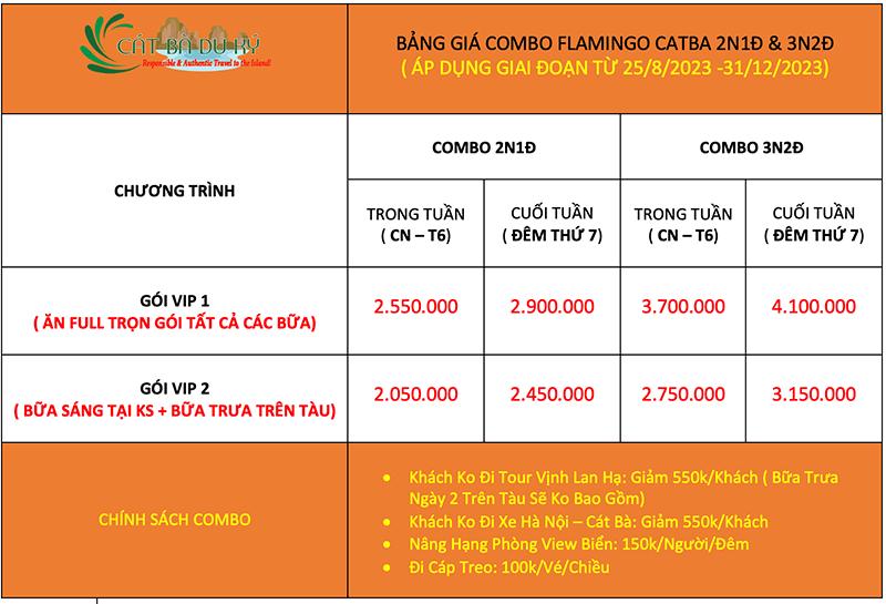 Combo Flamingo Cát Bà Resort 2 ngày 1 đêm và 3N2Đ khởi hành từ Hà Nội