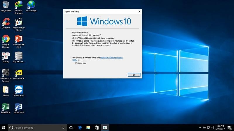 Kiểm tra phiên bản hệ điều hành Windows 10 đang sử dụng trên máy tính