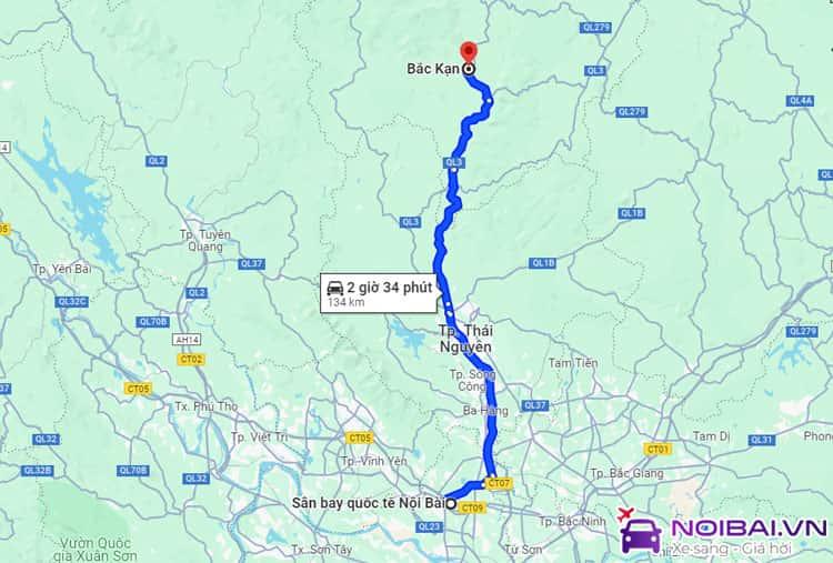 Nội Bài đi thành phố Bắc Kạn gần 135km