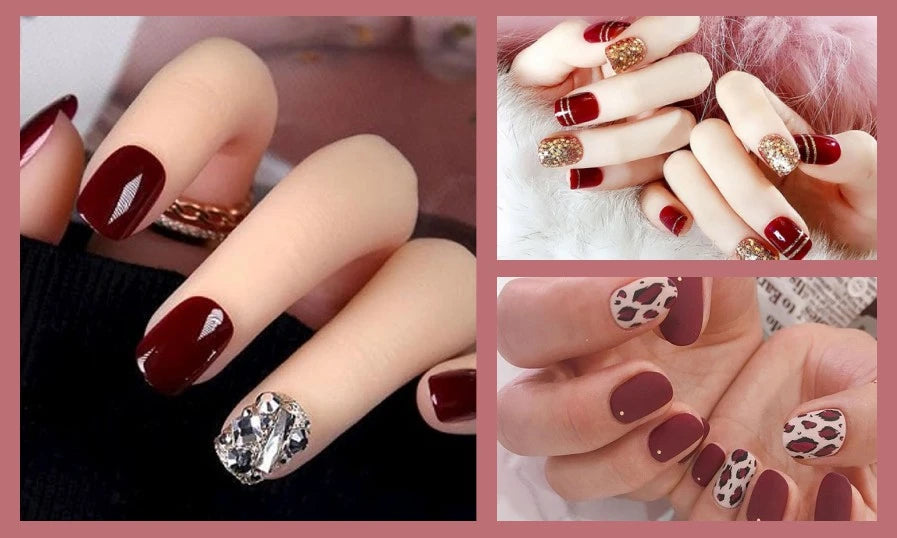 Mẫu nail tết màu đỏ thu hút