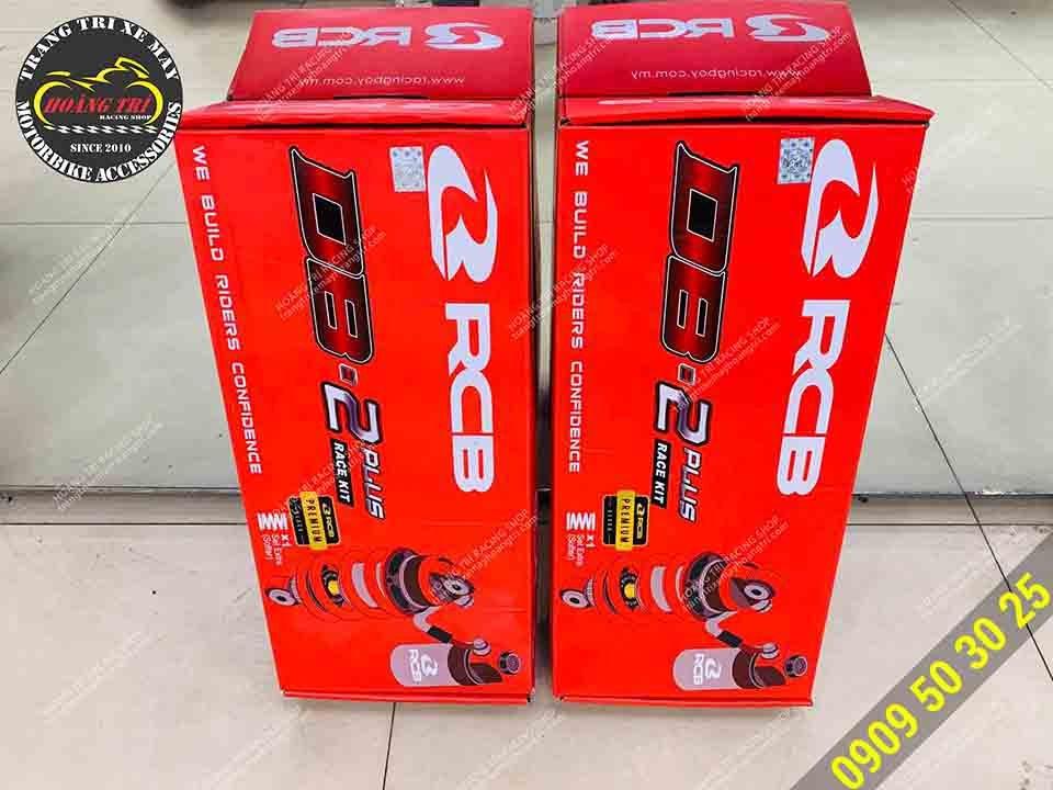 Full box sản phẩm phuộc Racing Boy DB-2 Plus lò xo đen ti vàng