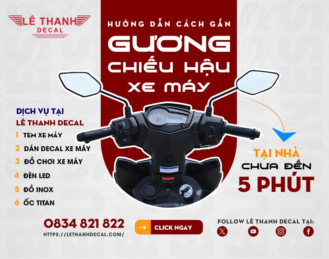 Hướng dẫn cách gắn gương chiếu hậu xe máy đơn giản tại nhà