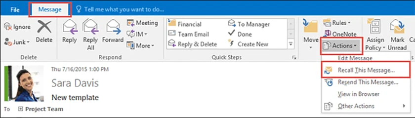 Cách thu hồi email đã gửi trong Outlook